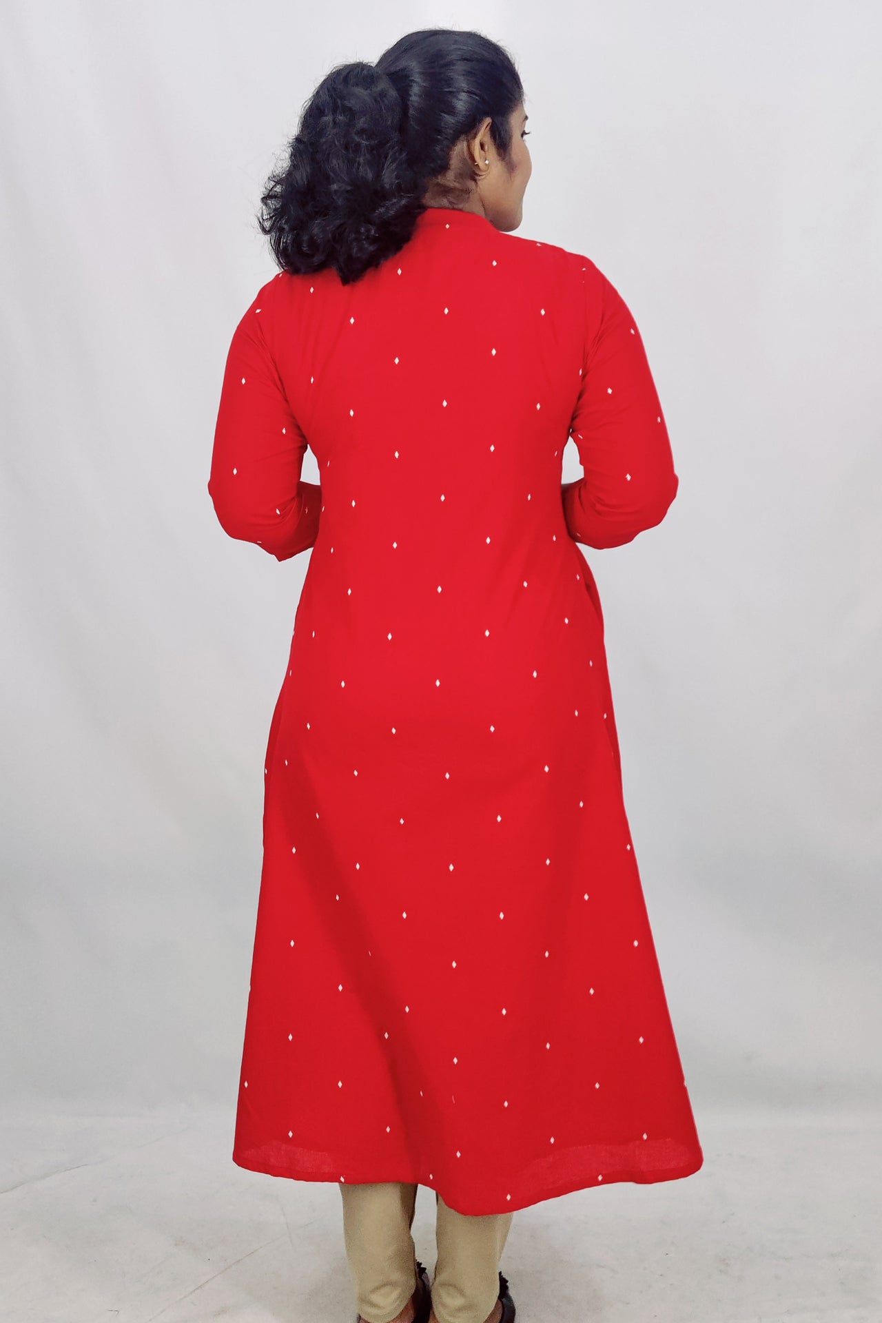 Cotton Self Designed A-Line Kurta