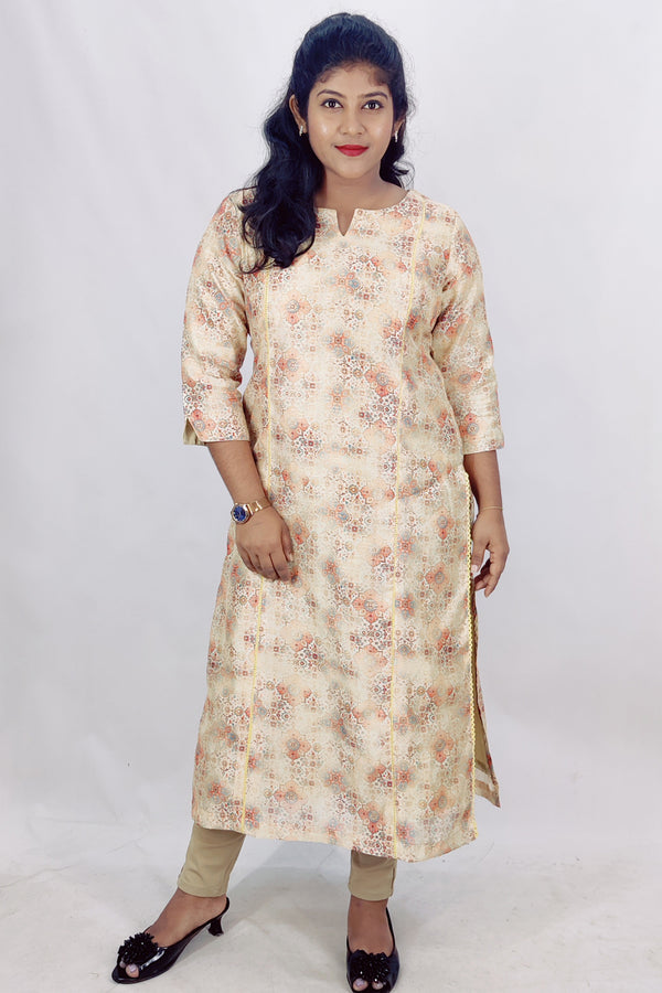 Chanderi Digital Printed Slitted Kurta