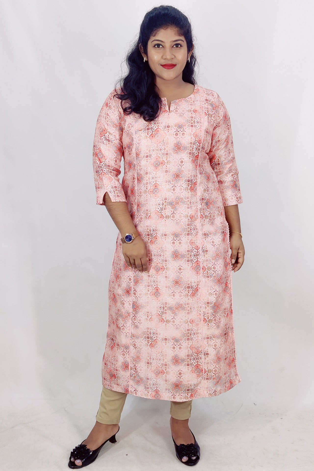 Chanderi Digital Printed Slitted Kurta