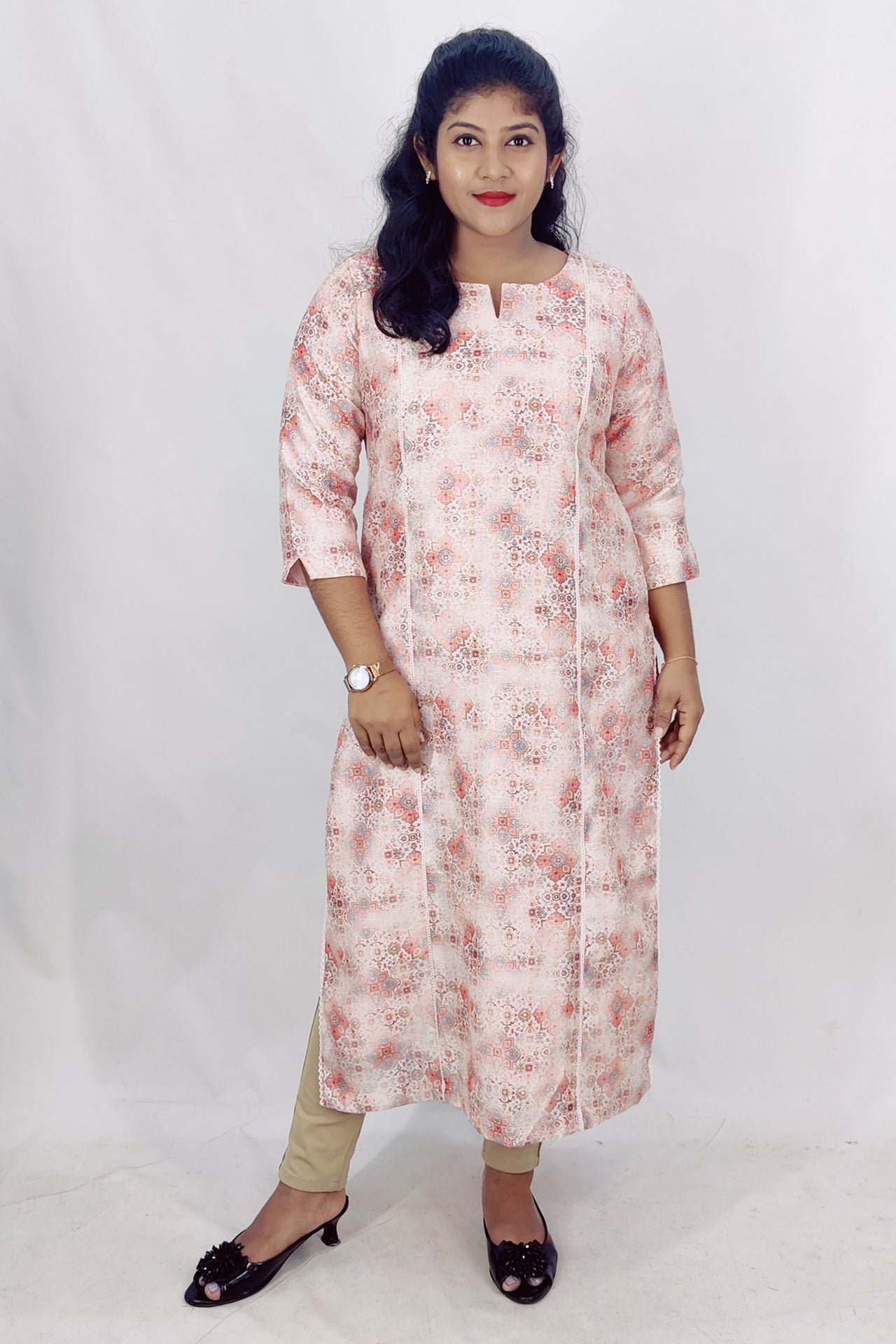 Chanderi Digital Printed Slitted Kurta