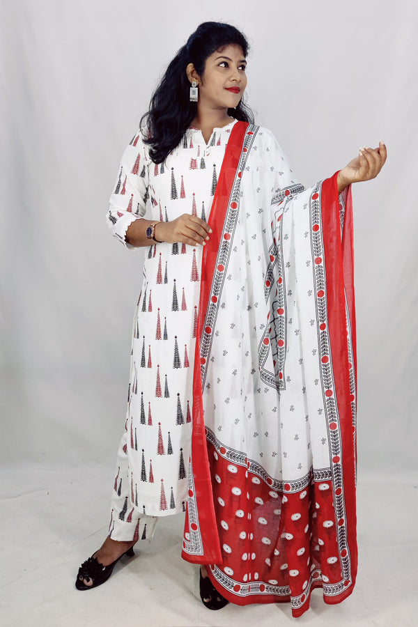 Cotton Slitted Printed Kurta