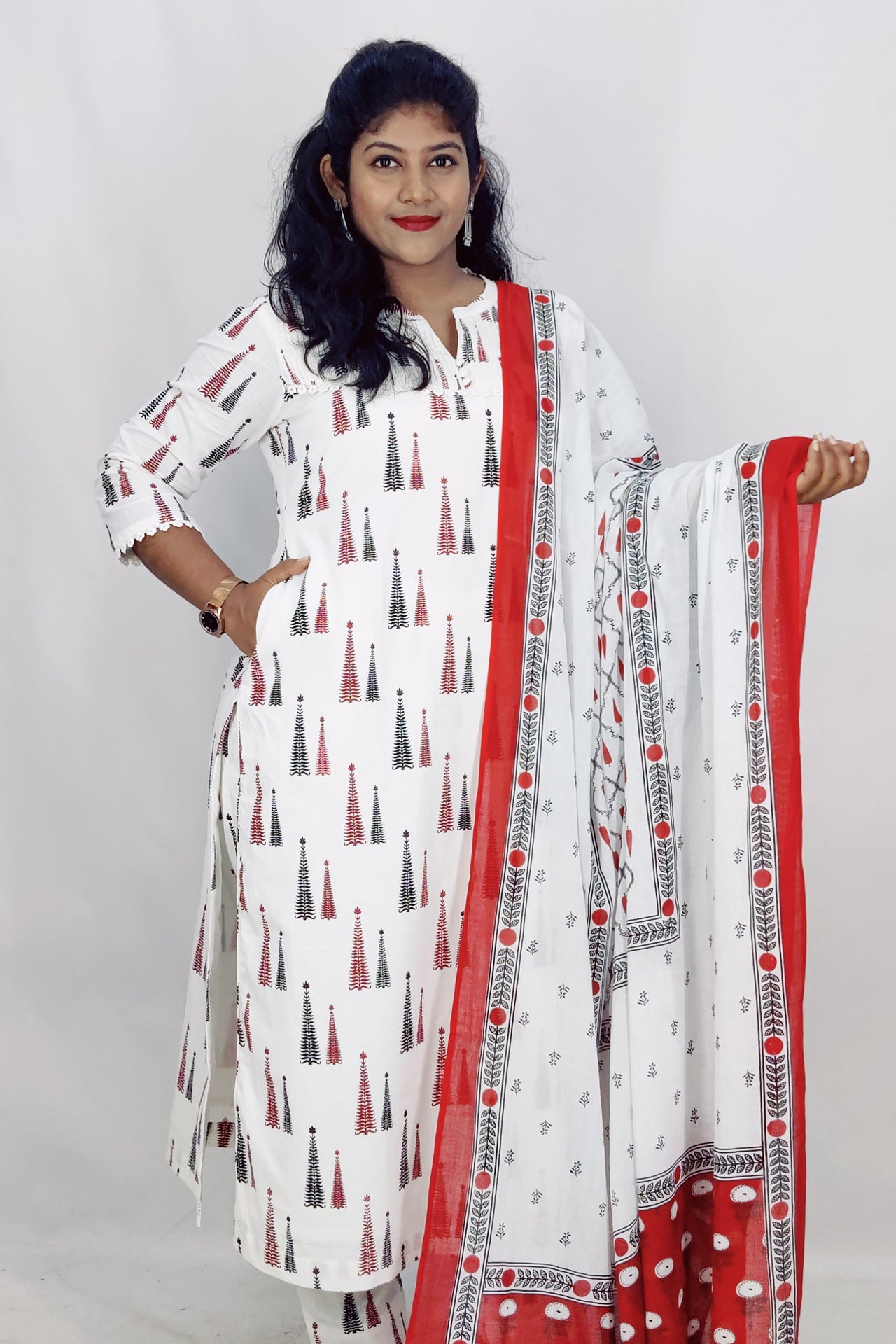 Cotton Slitted Printed Kurta