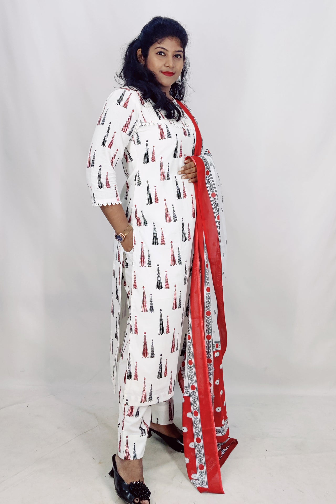 Cotton Slitted Printed Kurta