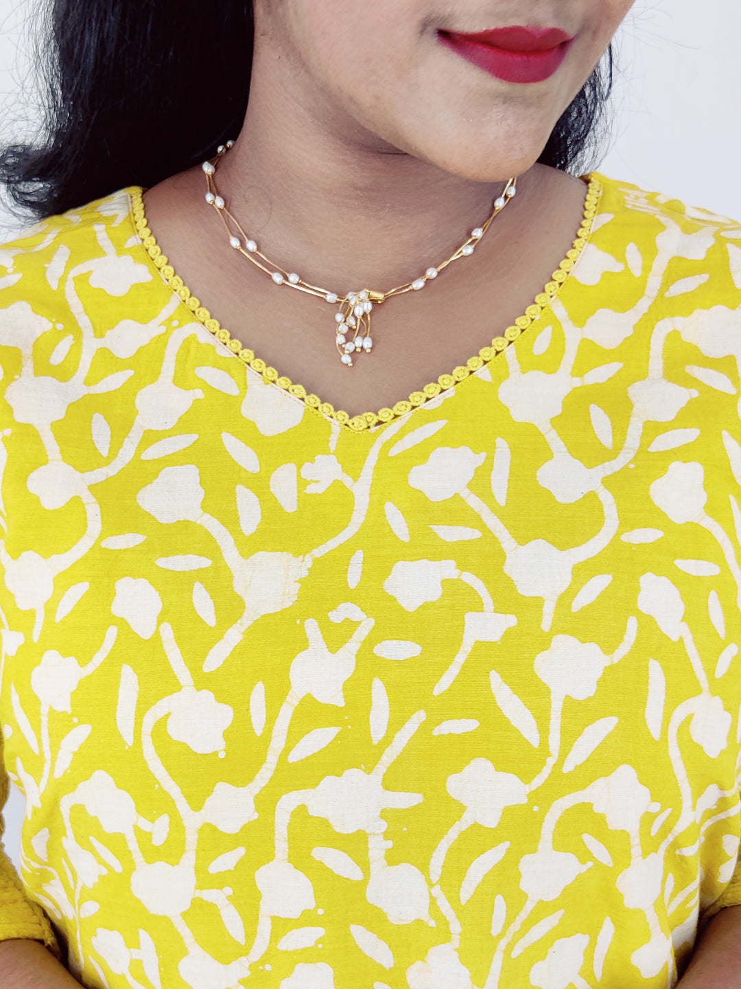 Cotton Handblock Print Cutwork Slitted Kurta