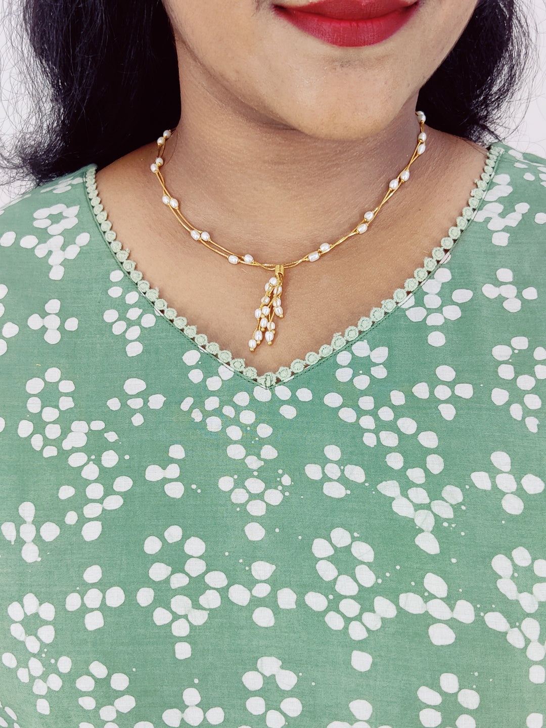 Cotton Handblock Print Cutwork Slitted Kurta