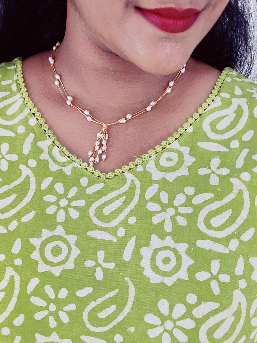 Cotton Handblock Print Cutwork Slitted Kurta