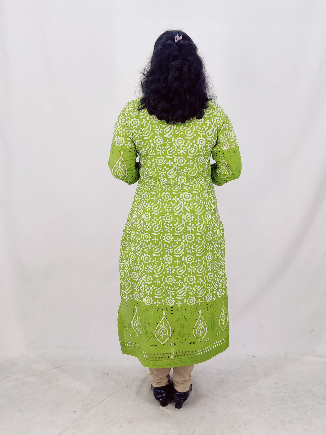 Cotton Handblock Print Cutwork Slitted Kurta