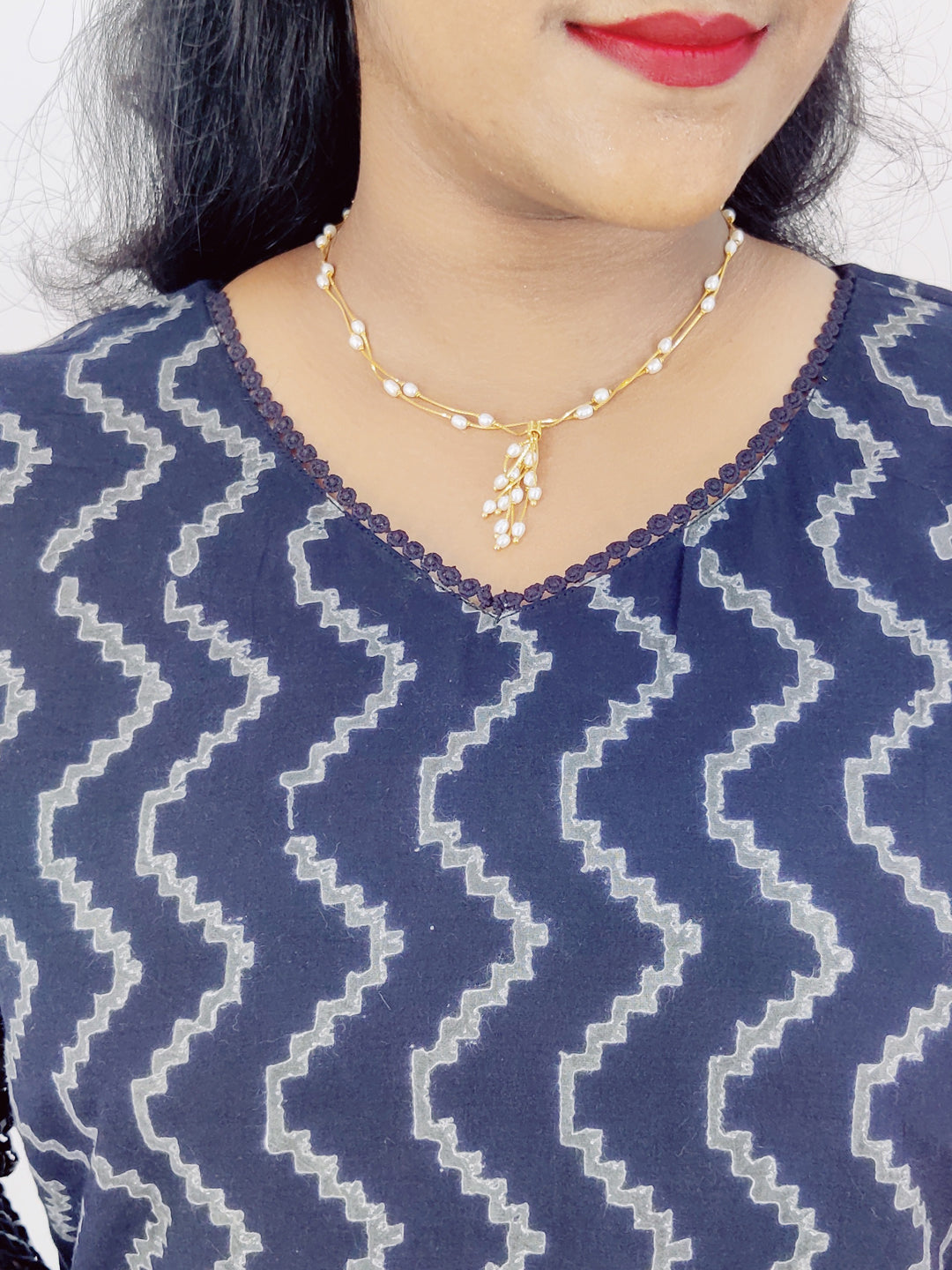 Cotton Handblock Print Cutwork Slitted Kurta