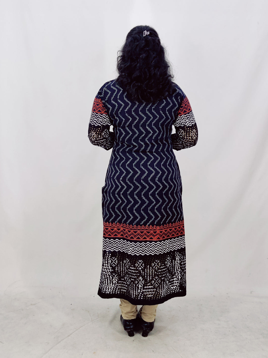 Cotton Handblock Print Cutwork Slitted Kurta