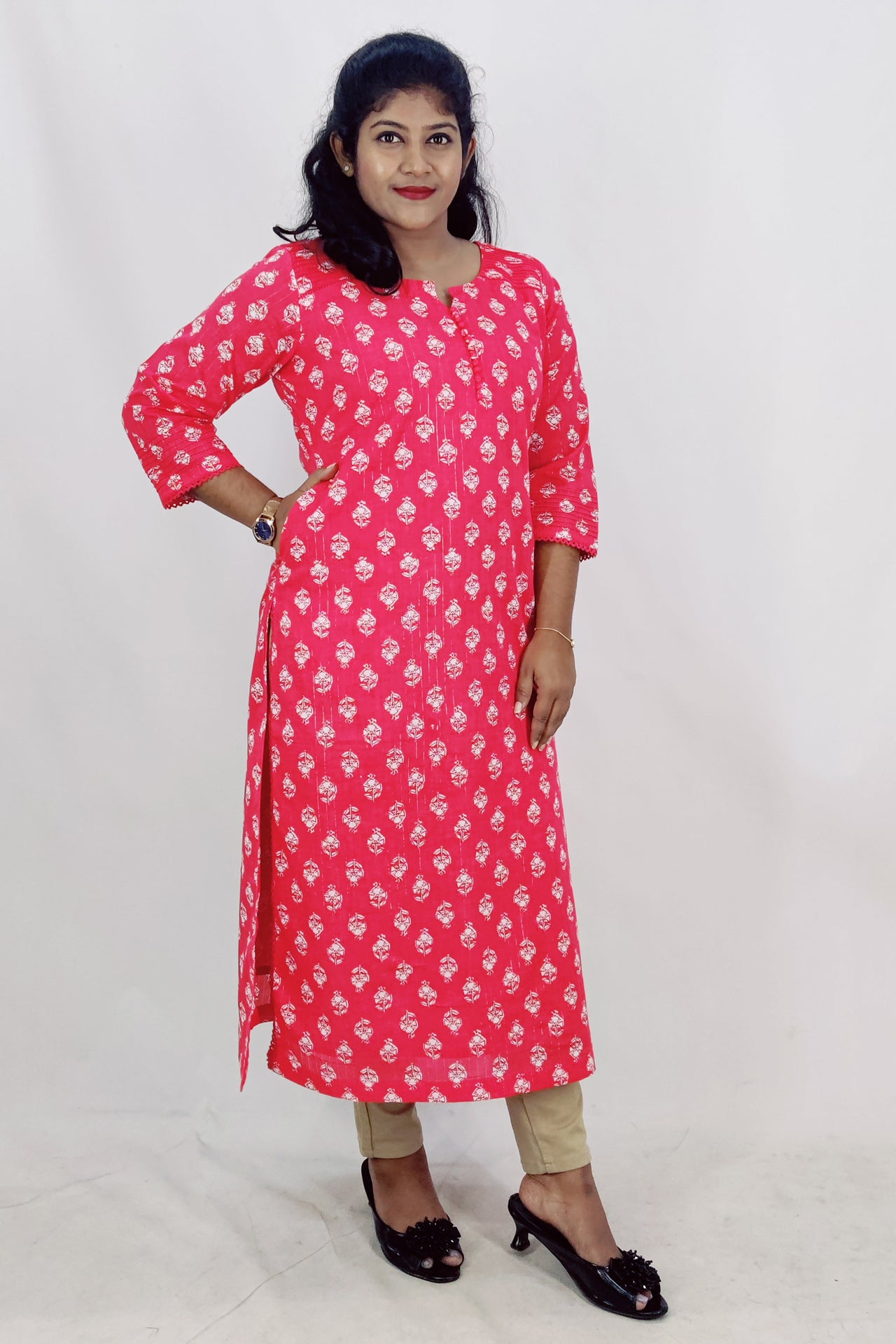 Cotten  Lurex Slitted Kurta