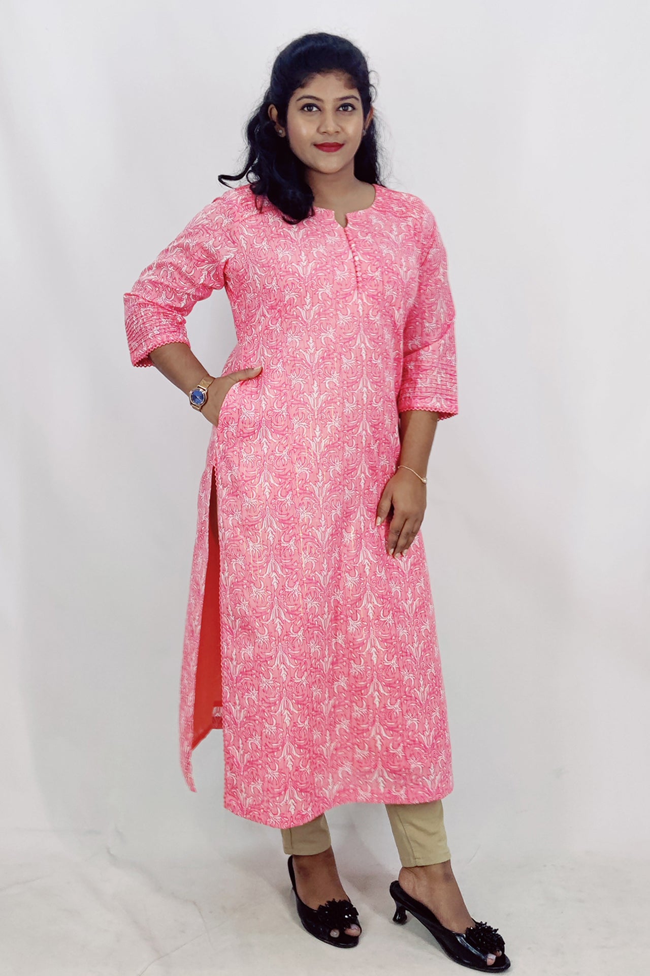 Cotten  Lurex Slitted Kurta