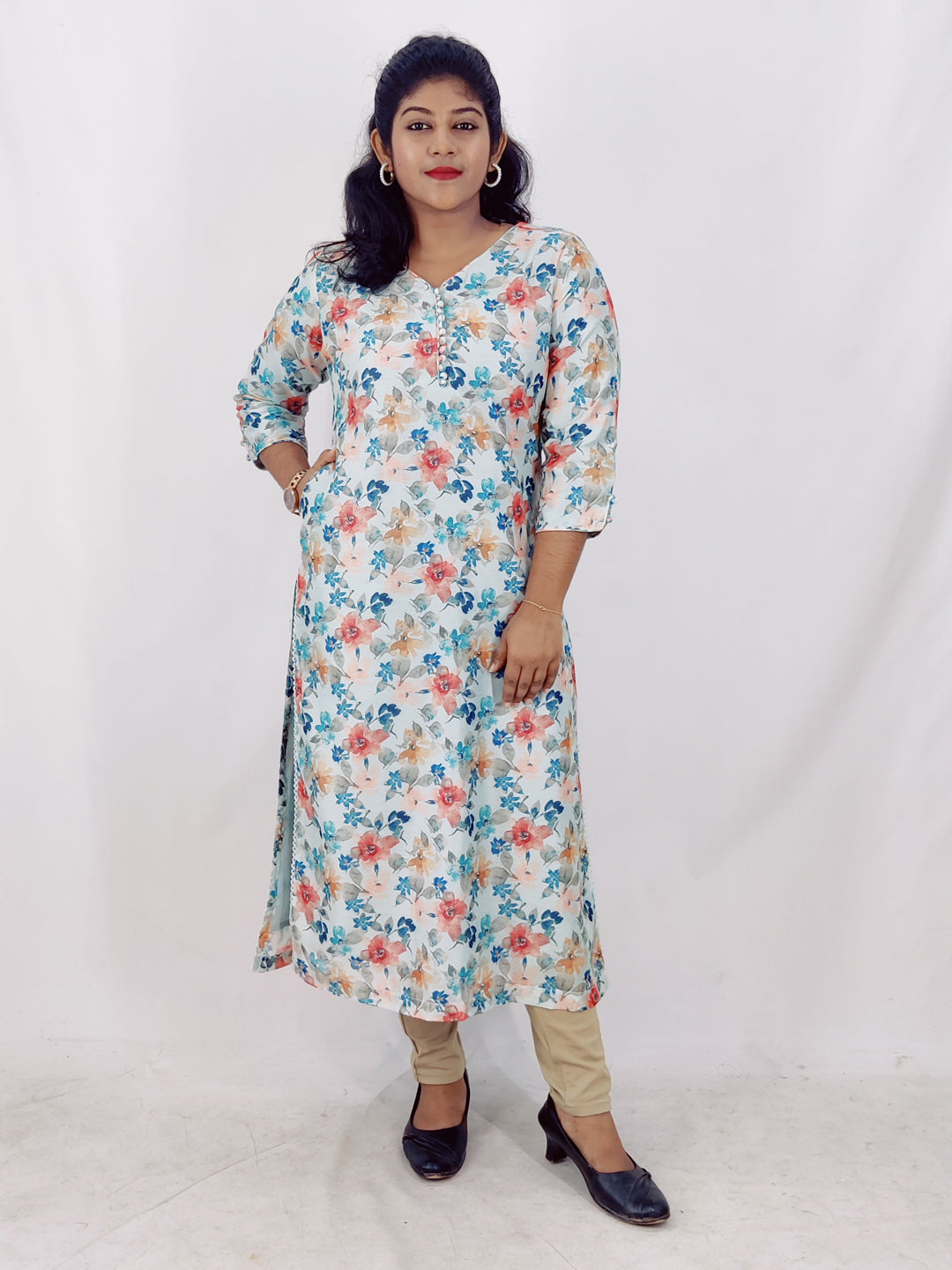 Chanderi Digital Printed Straight Kurta