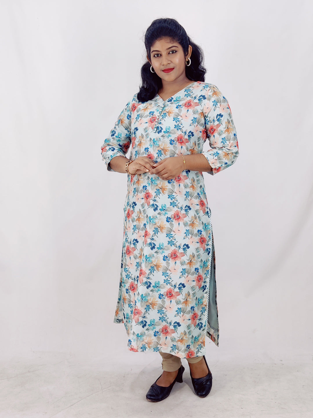 Chanderi Digital Printed Straight Kurta