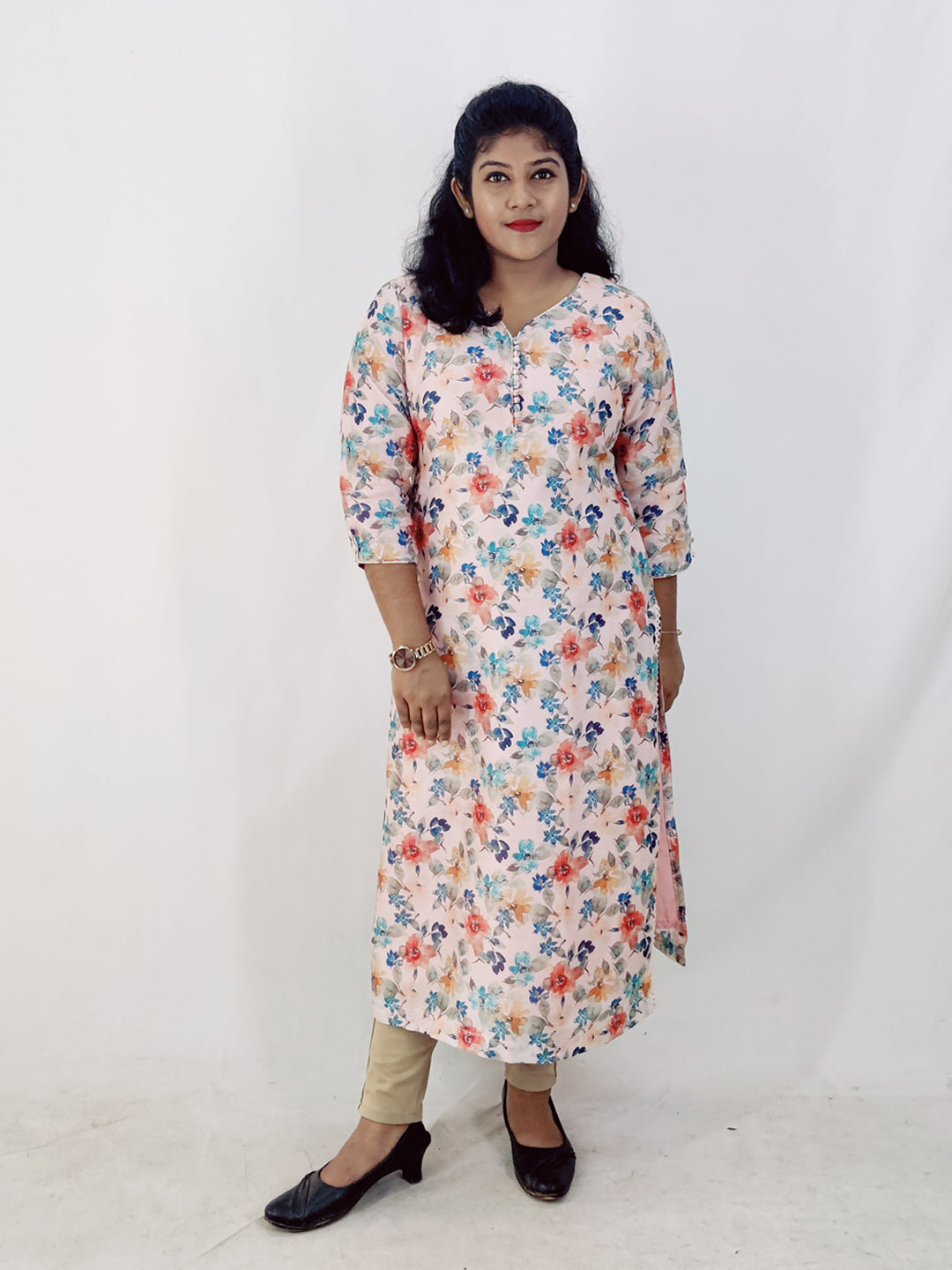 Chanderi Digital Printed Straight Kurta
