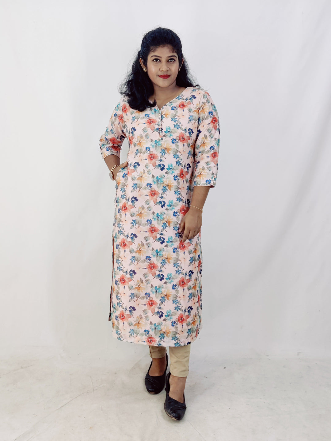 Chanderi Digital Printed Straight Kurta