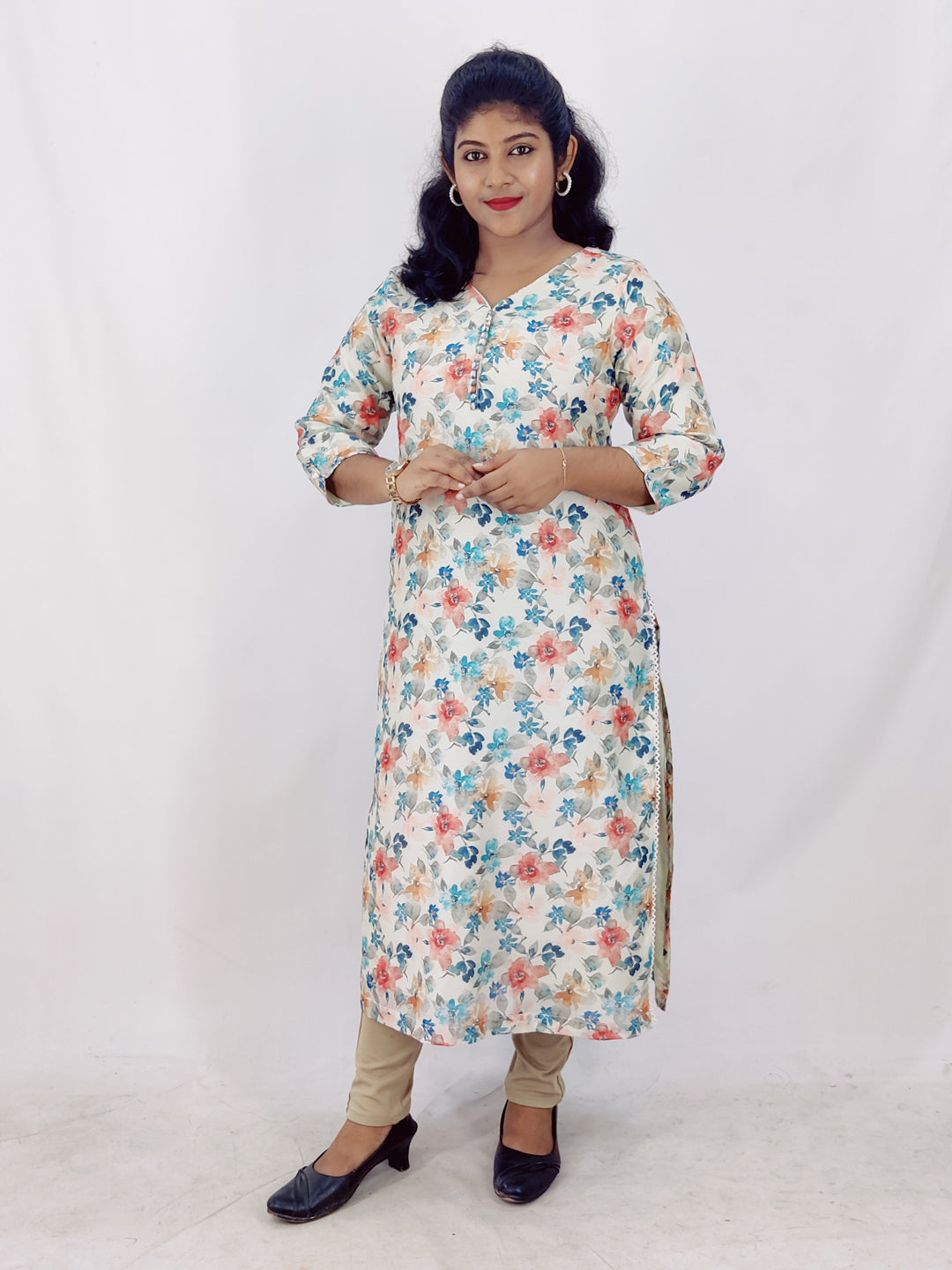 Chanderi Digital Printed Straight Kurta
