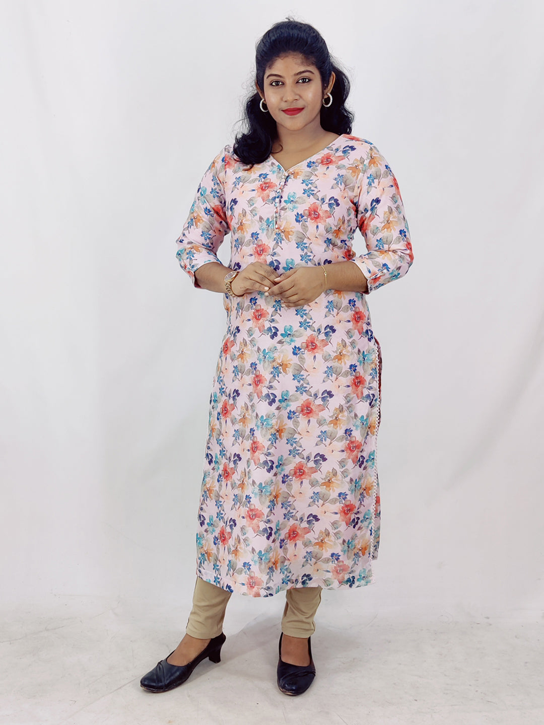 Chanderi Digital Printed Straight Kurta
