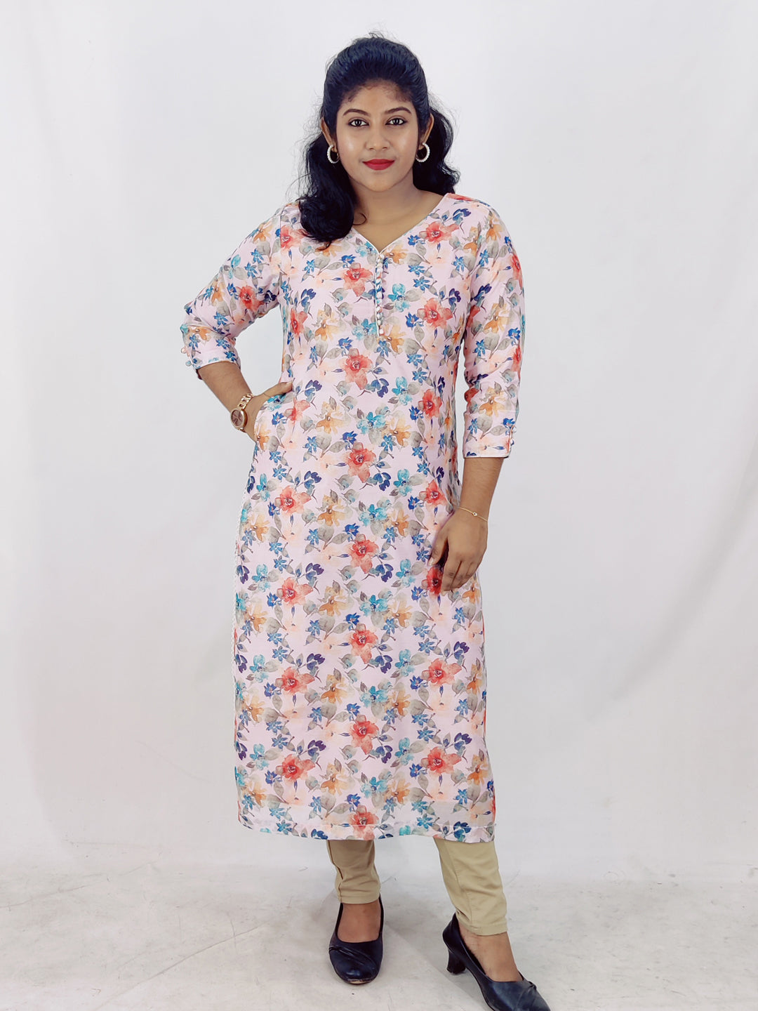 Chanderi Digital Printed Straight Kurta