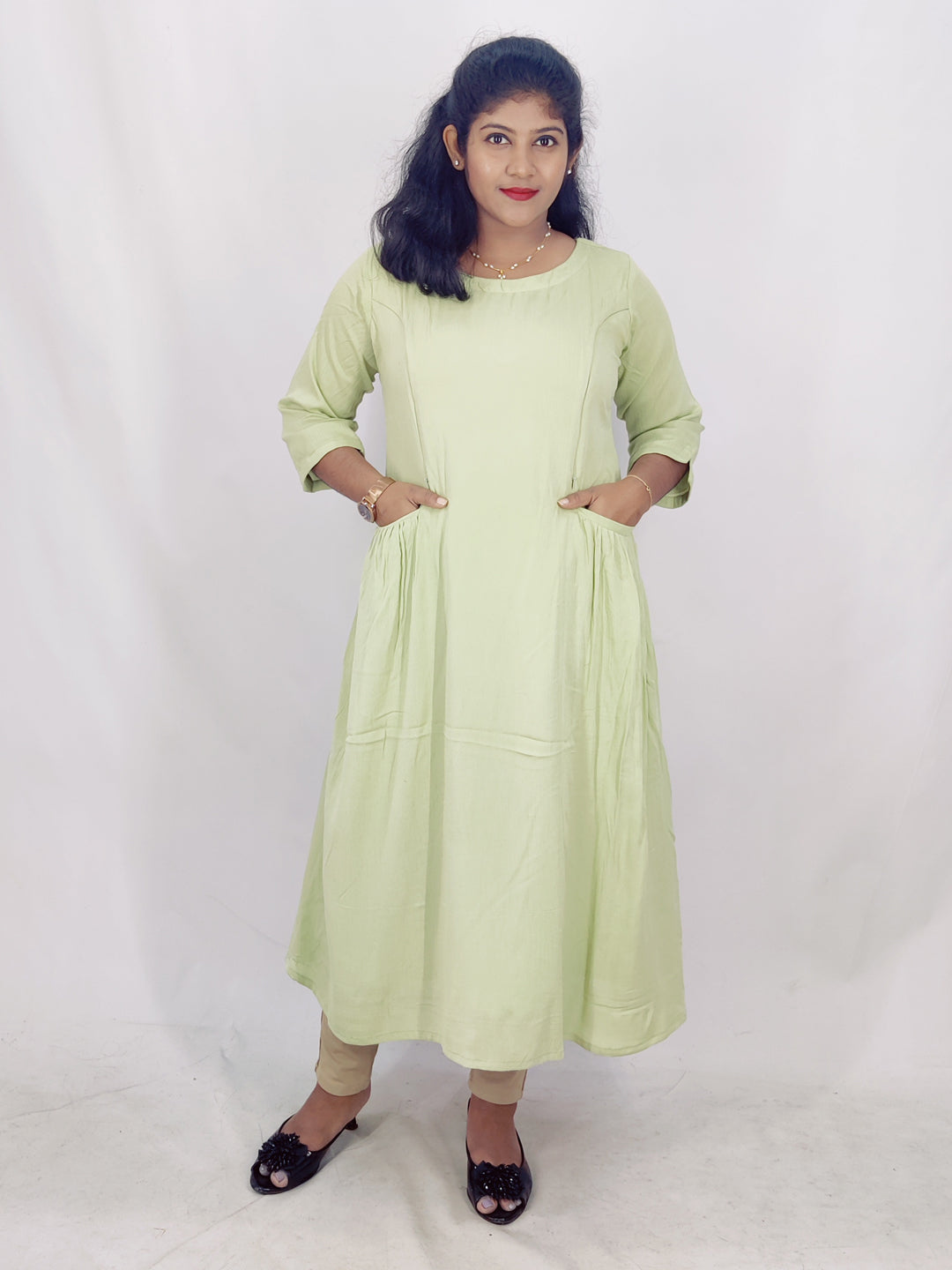 Wrinkle Rayon Feeding A-line Kurta