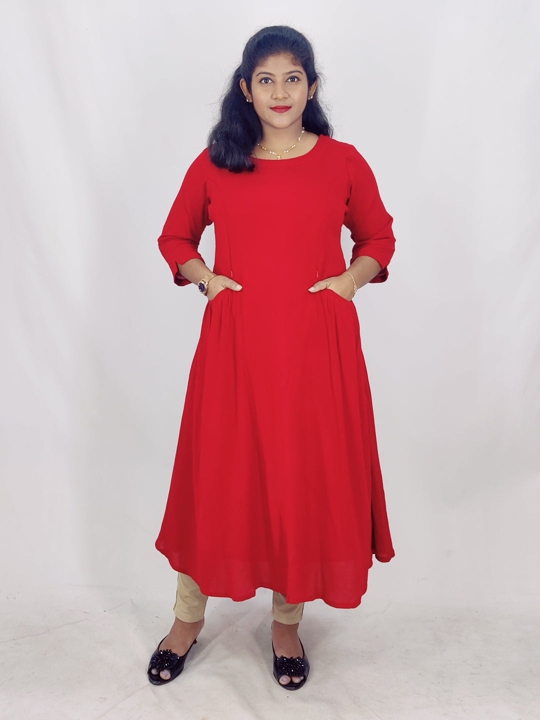 Wrinkle Rayon Feeding A-line Kurta