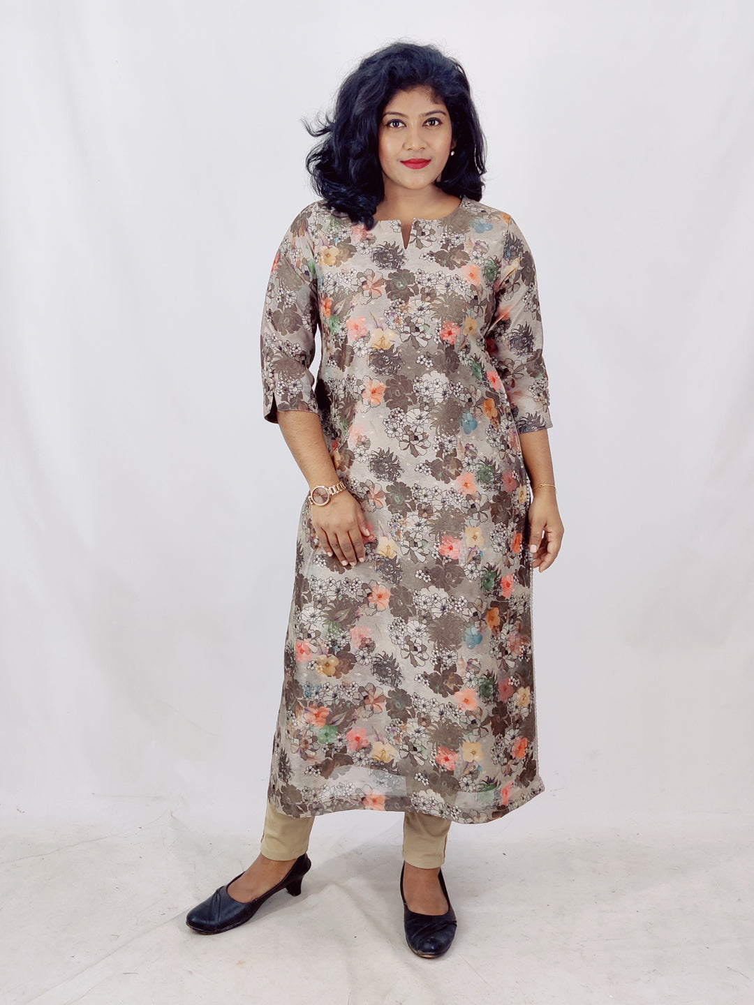 Chanderi Digital Printed Slitted Kurta