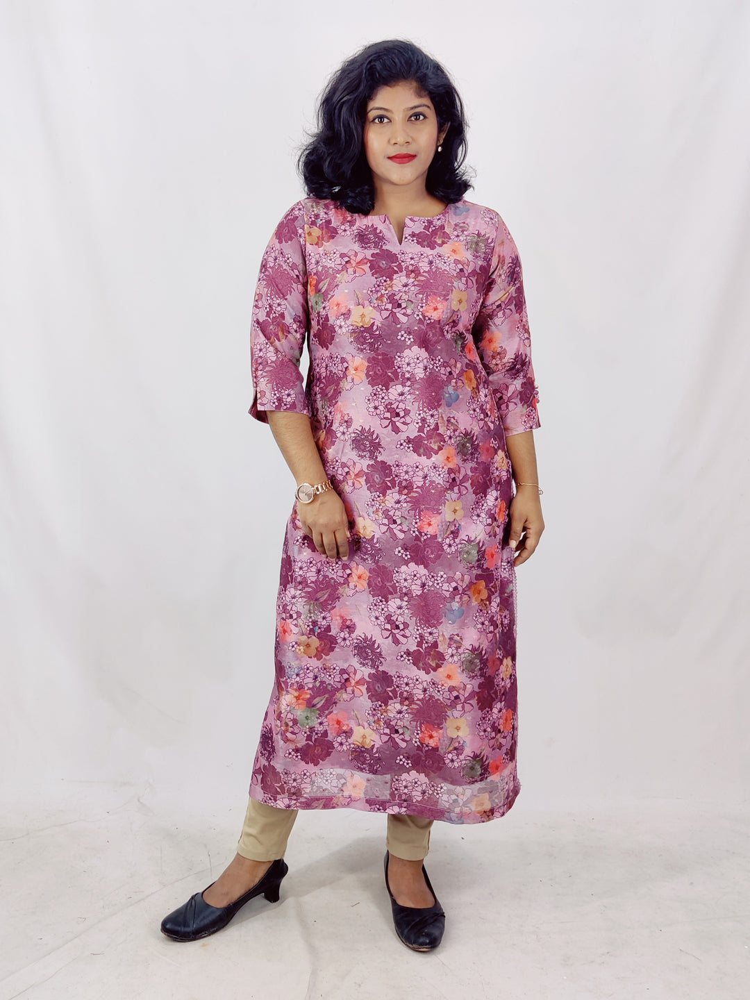 Chanderi Digital Printed Slitted Kurta