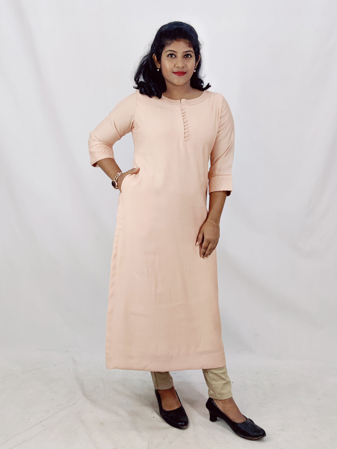 Viscose Solid Slitted Kurta