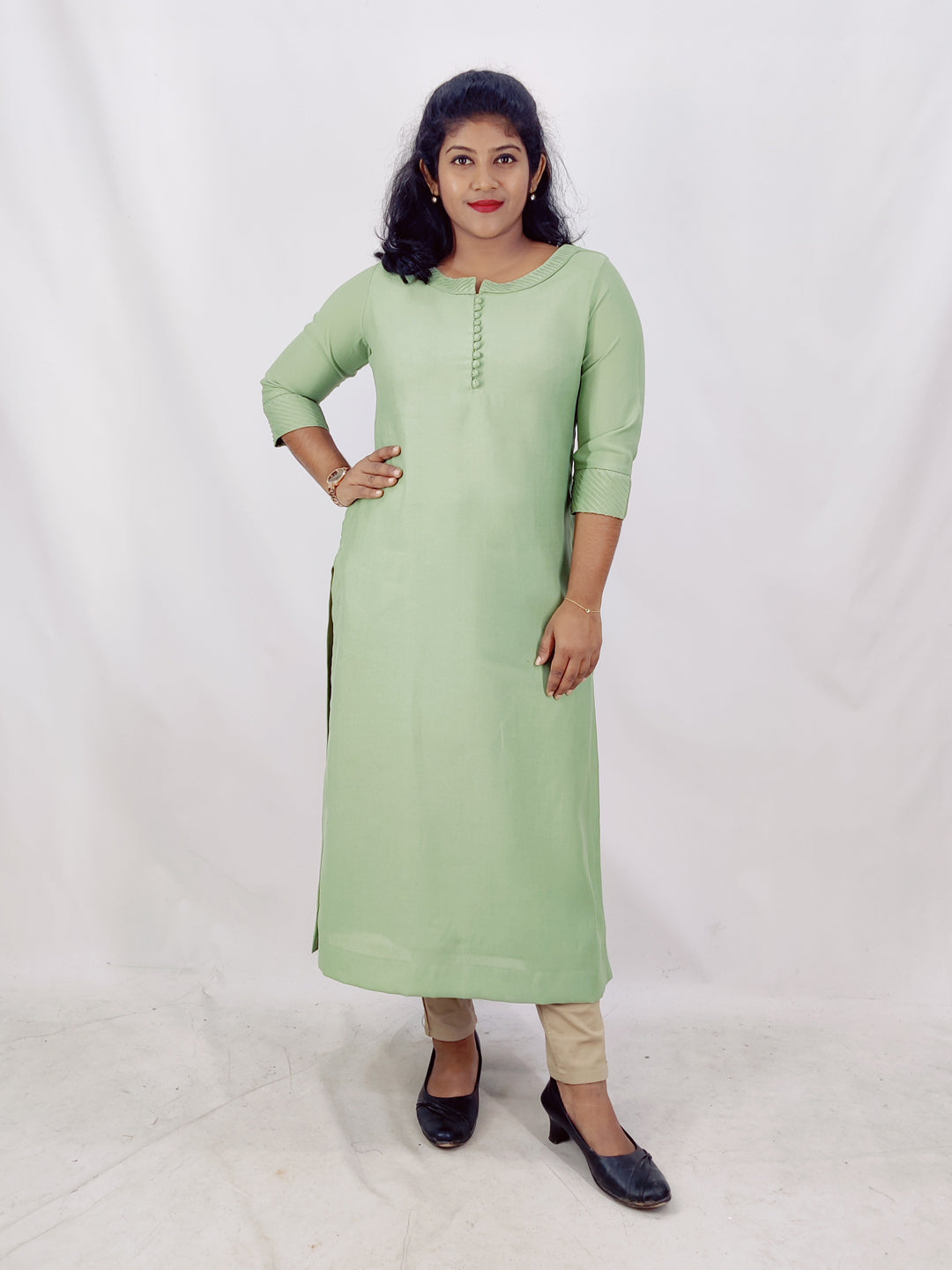 Viscose Solid Slitted Kurta