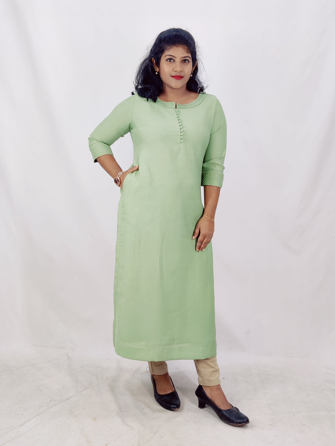 Viscose Solid Slitted Kurta