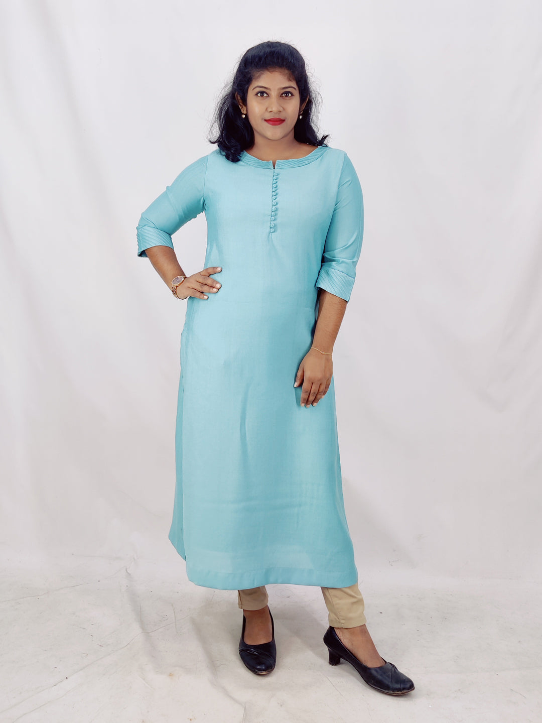 Viscose Solid Slitted Kurta