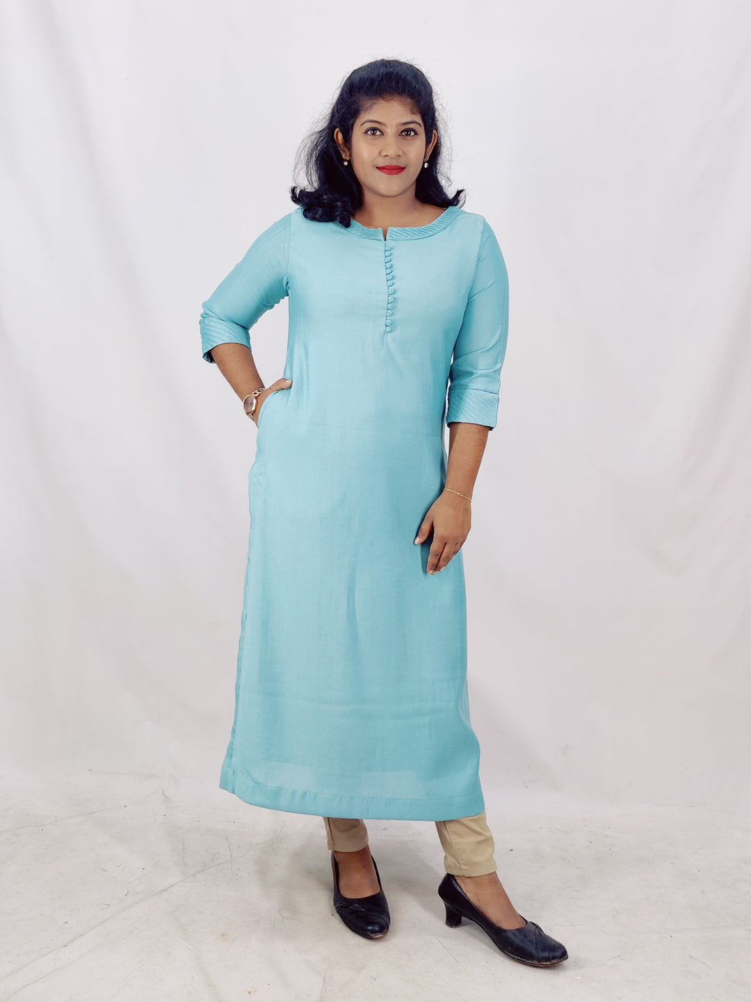 Viscose Solid Slitted Kurta