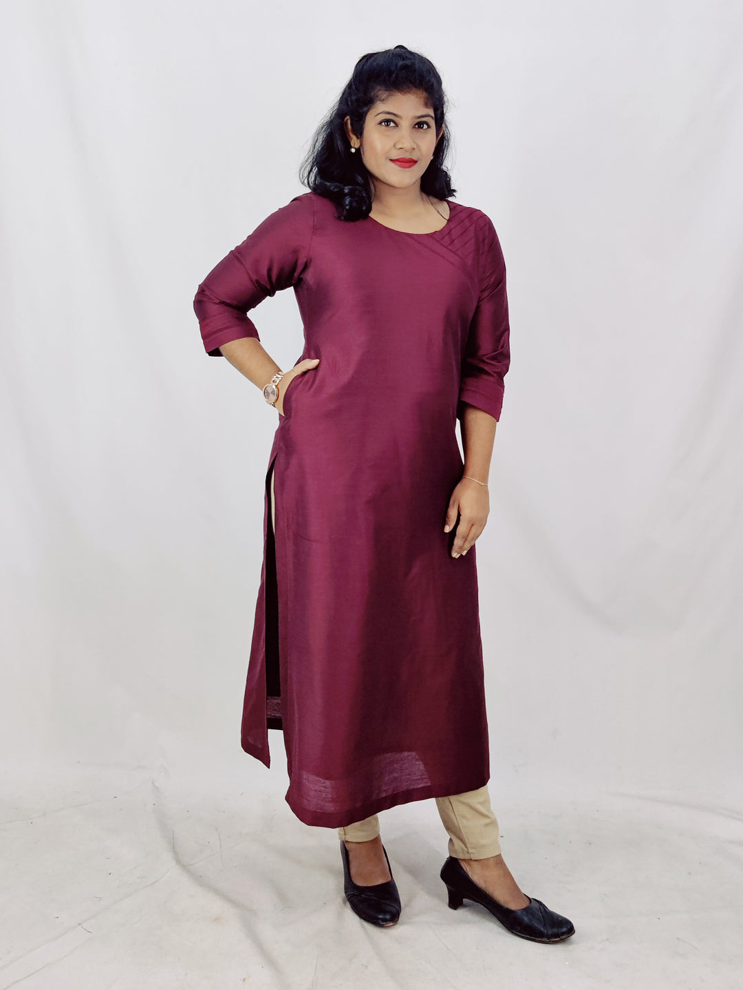 Cotton Silk Slitted Kurta