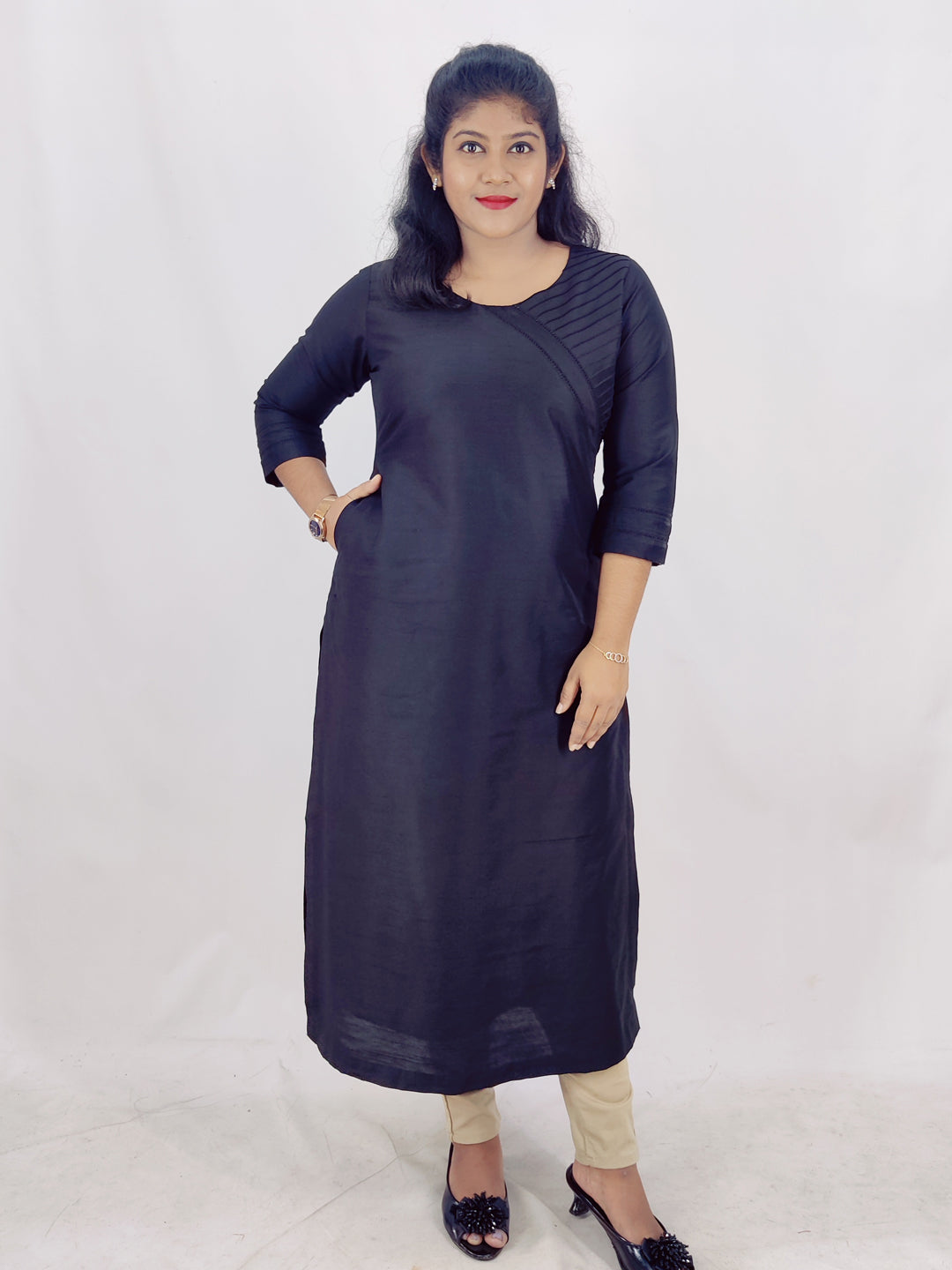 Cotton Silk Slitted Kurta