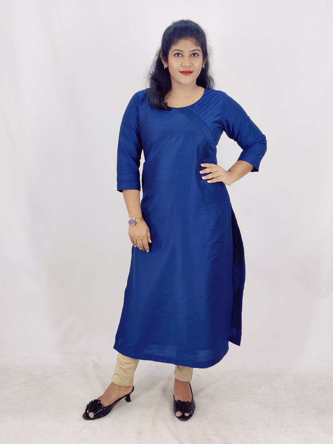 Cotton Silk Slitted Kurta