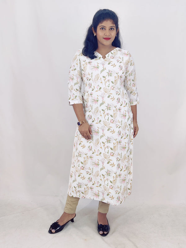 Chanderi Printed Foil Slitted Kurta