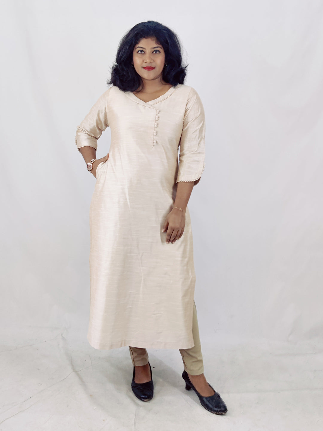 Cotton Silk Slitted Kurta