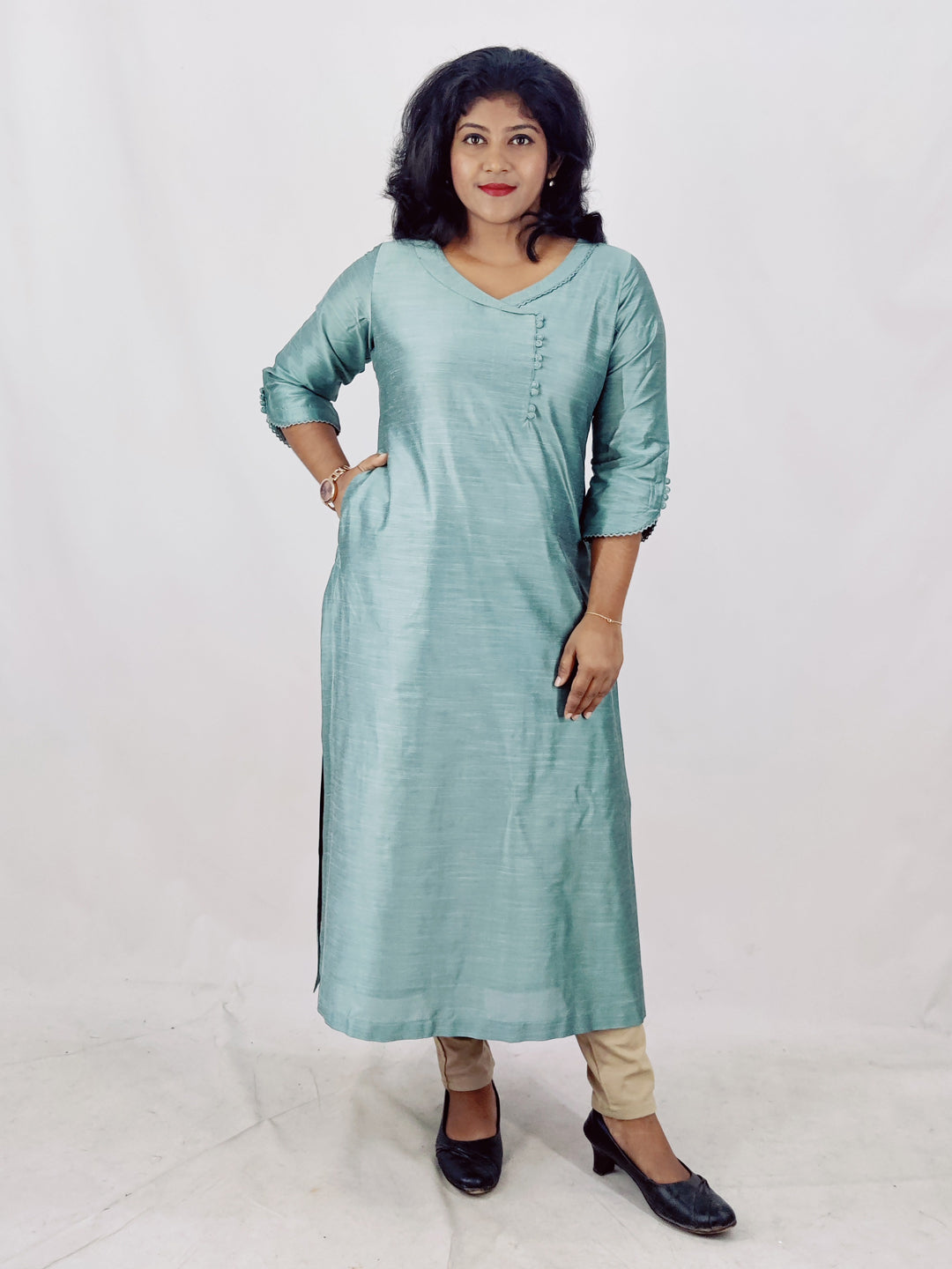 Cotton Silk Slitted Kurta