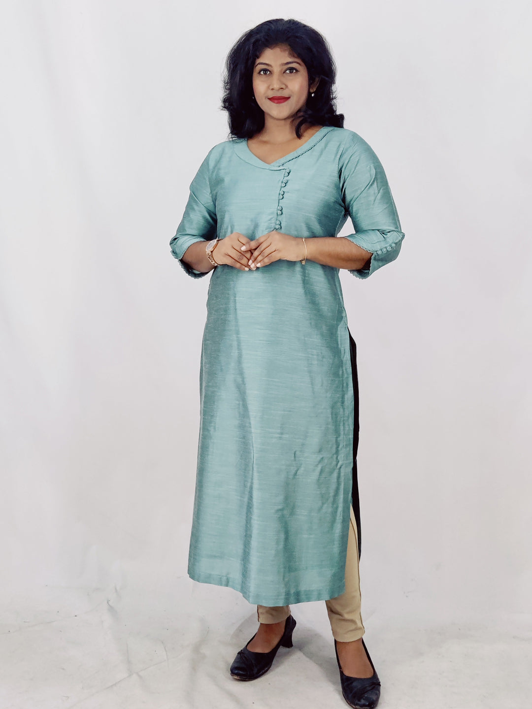 Cotton Silk Slitted Kurta