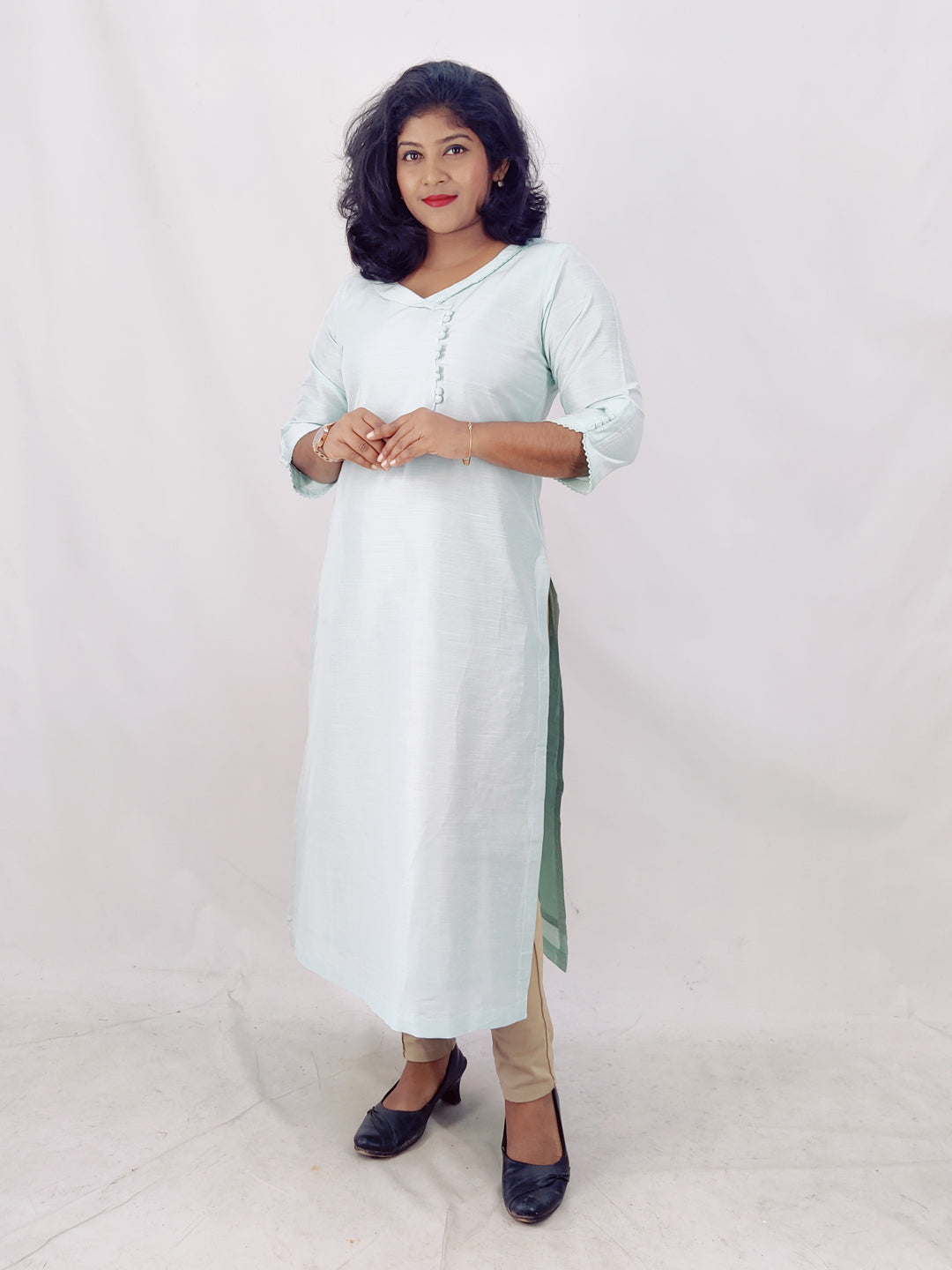 Cotton Silk Slitted Kurta