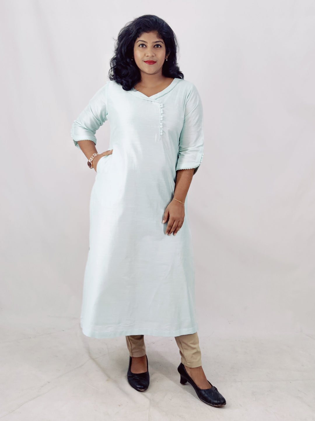 Cotton Silk Slitted Kurta