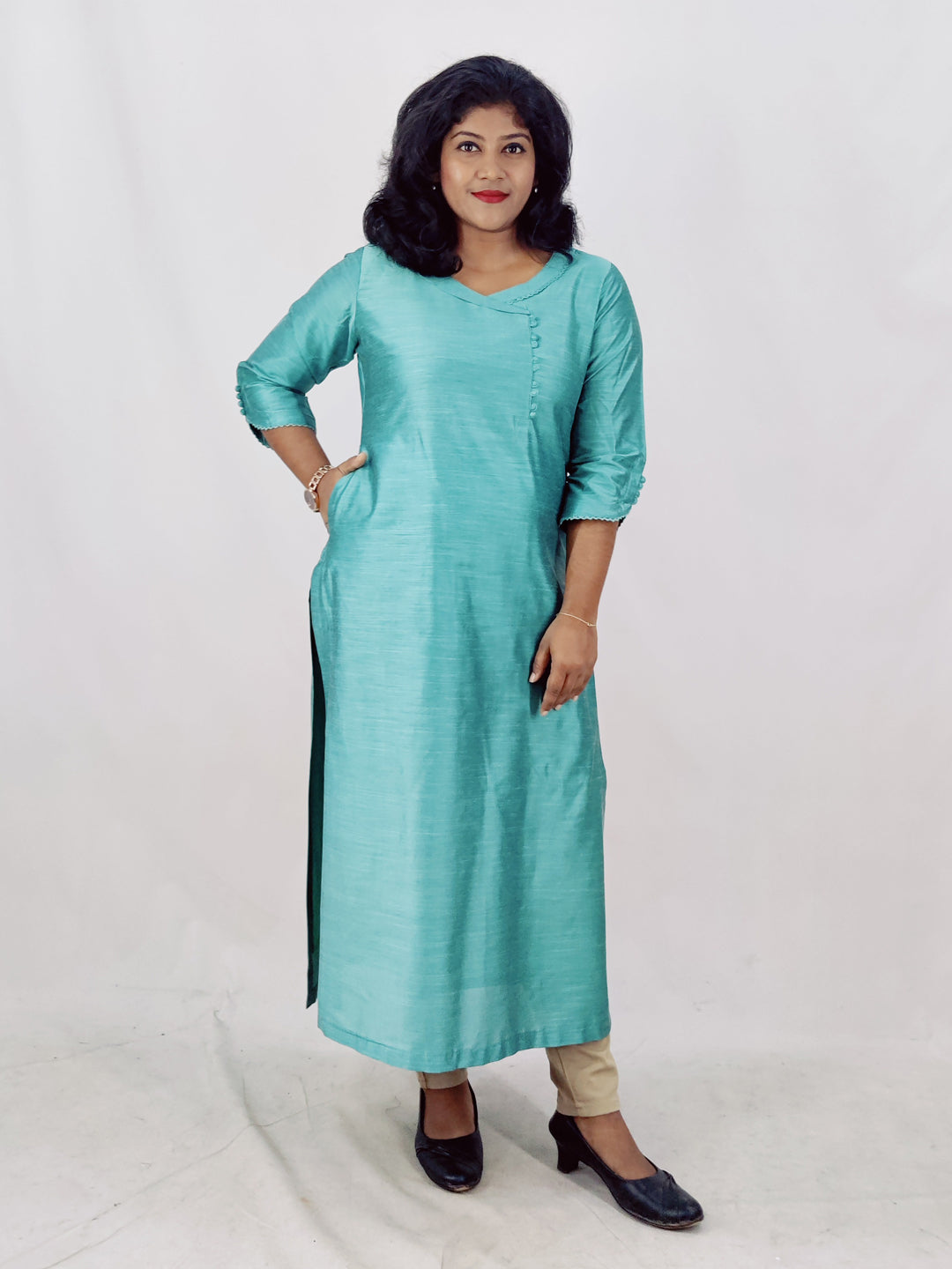 Cotton Silk Slitted Kurta