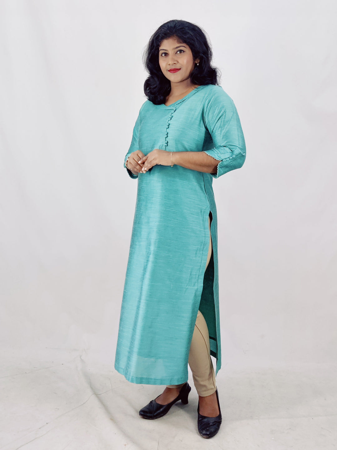 Cotton Silk Slitted Kurta