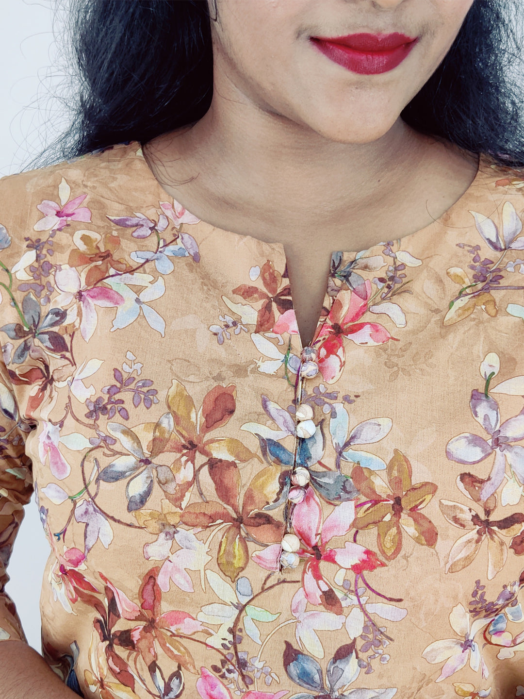 Cotton Organdi Floral Printed Straight Kurta