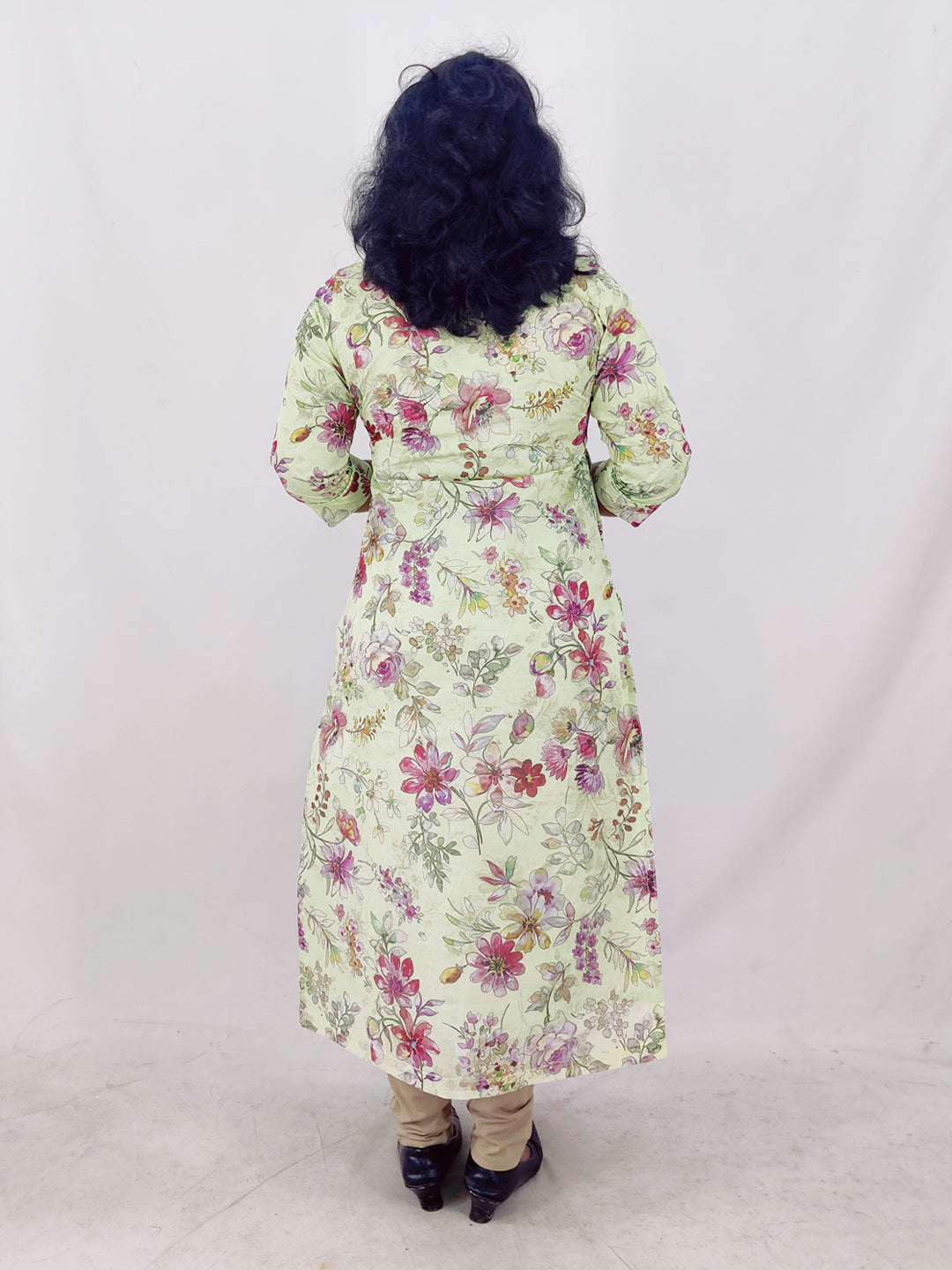 Cotton Organdi Floral Printed Straight Kurta