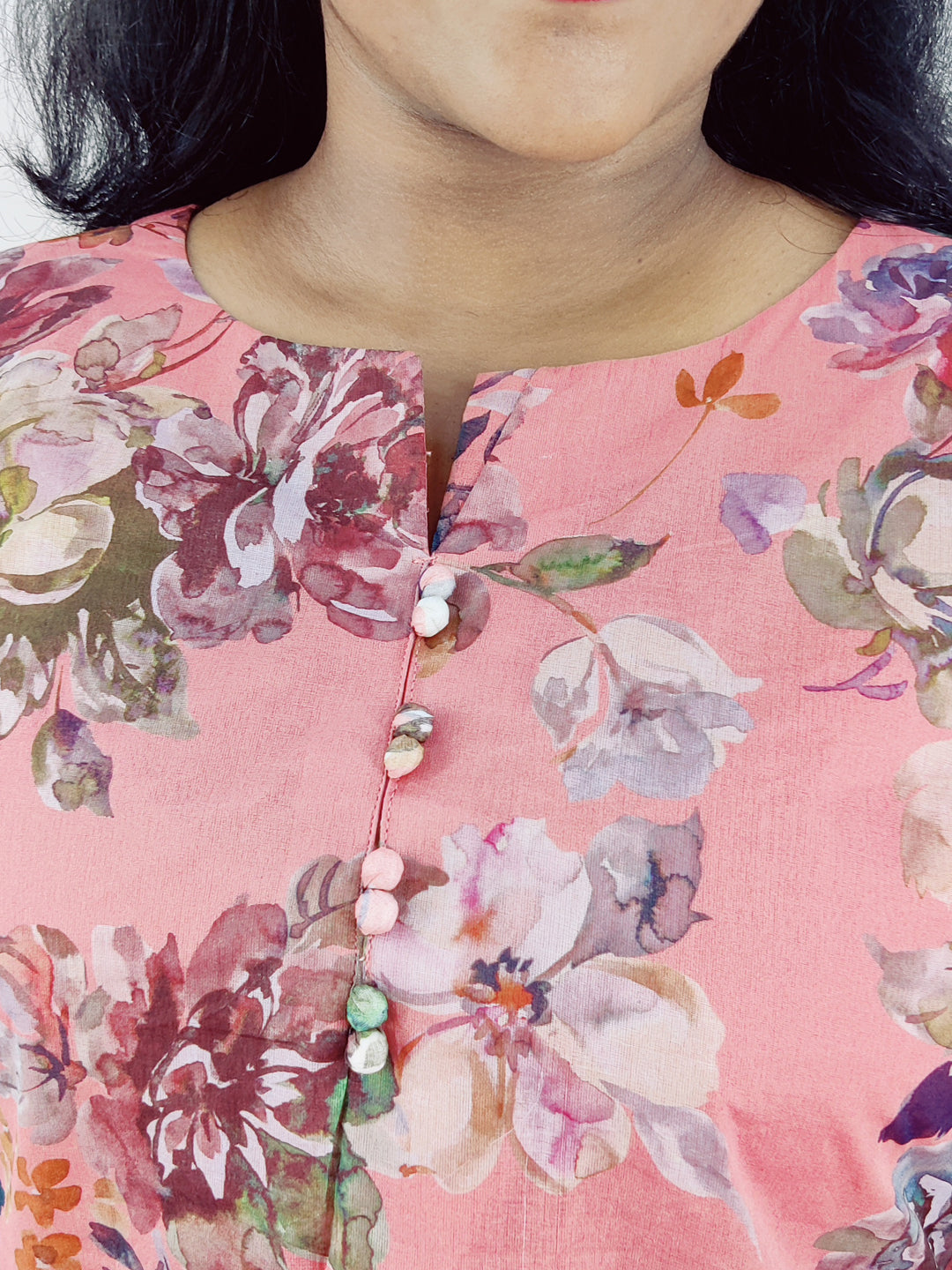 Cotton Organdi Floral Printed Straight Kurta