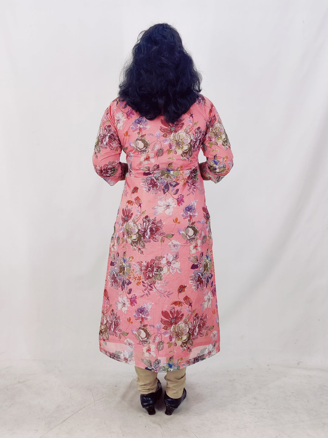 Cotton Organdi Floral Printed Straight Kurta