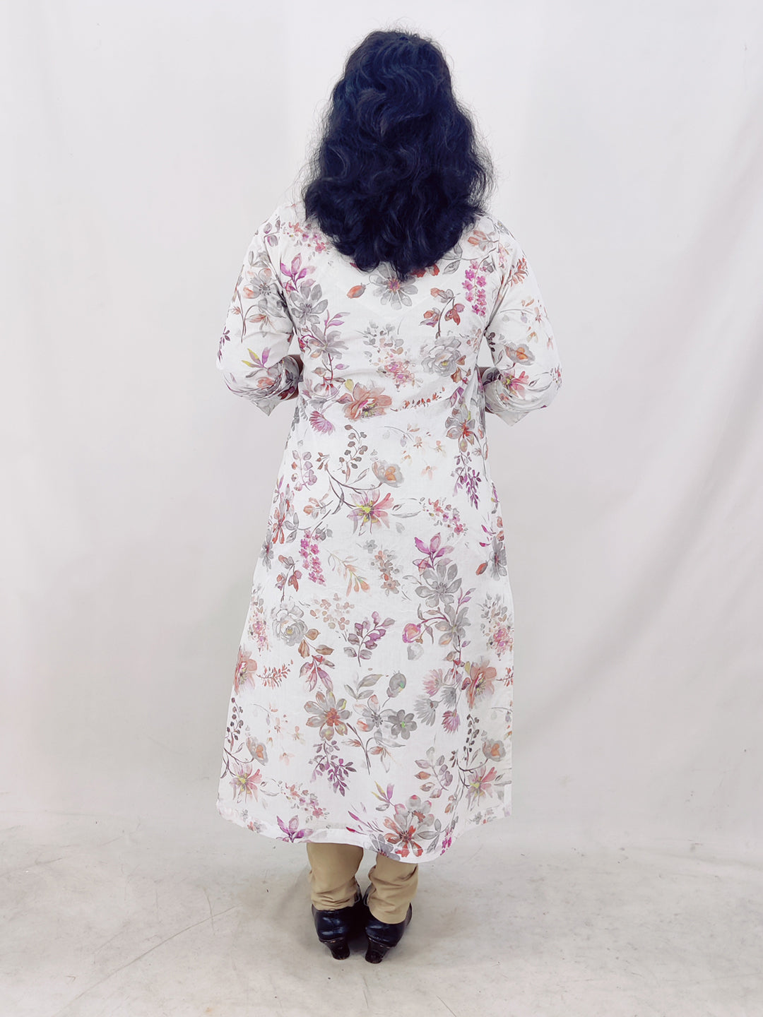 Cotton Organdi Floral Printed Straight Kurta