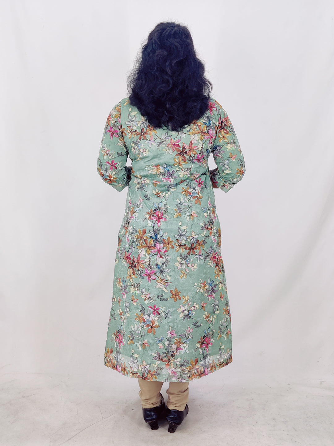 Cotton Organdi Floral Printed Straight Kurta