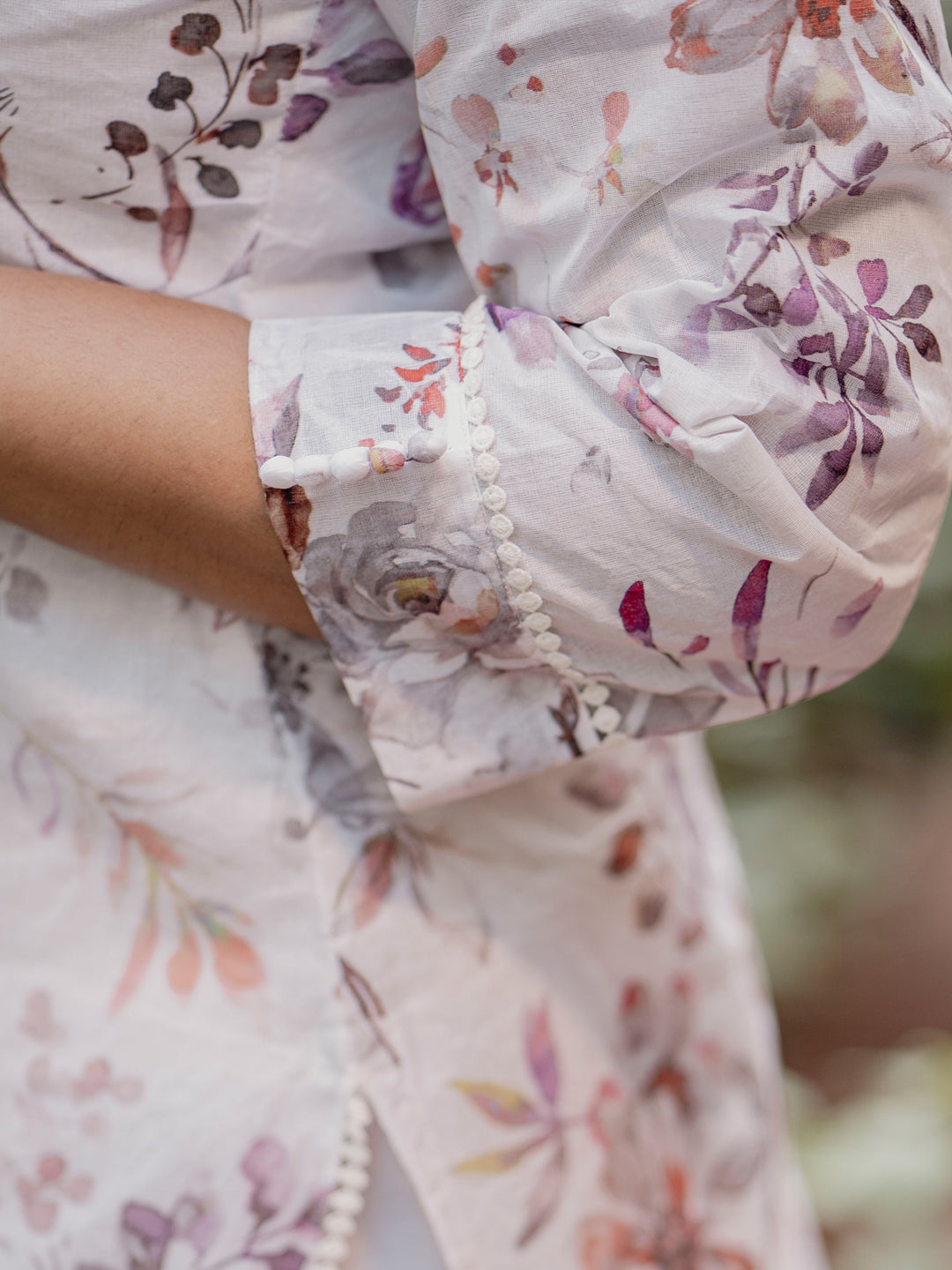 Cotton Organdi Floral Printed Straight Kurta