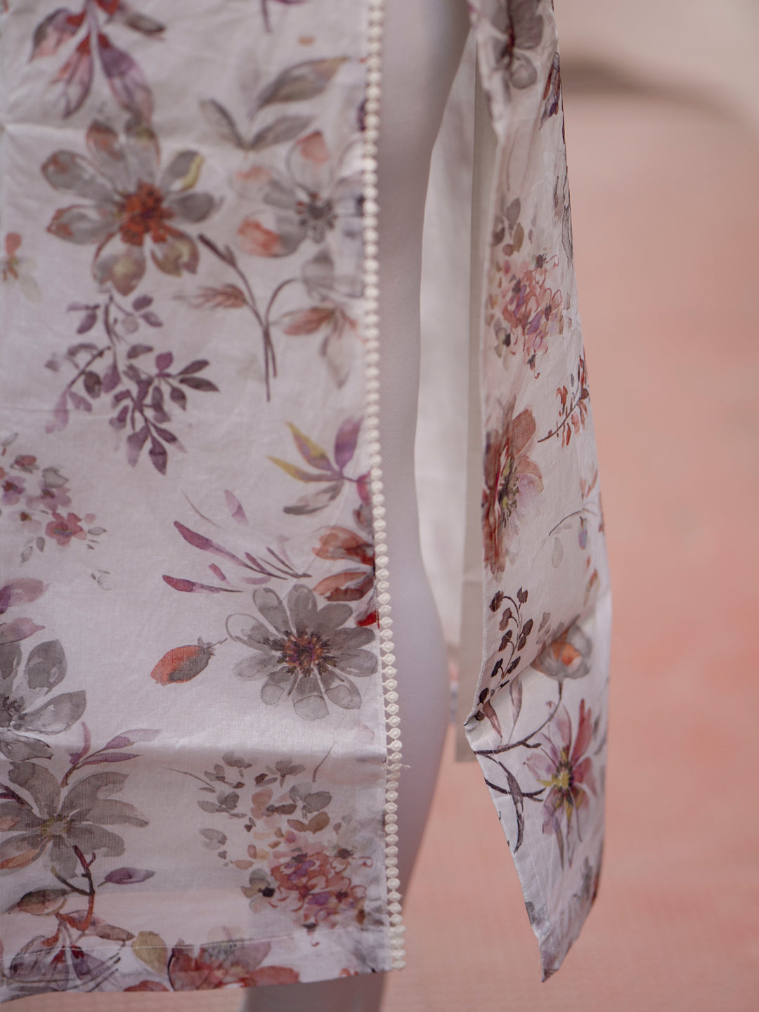 Cotton Organdi Floral Printed Straight Kurta